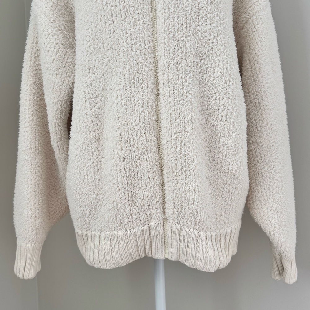 Aerie Soft Cream OVERSIZED RECYCLED FABRIC Full Zip Sherpa Cardigan S - Picture 9 of 16